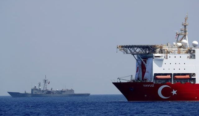 Turkish drilling vessel Yavuz is pictured in the eastern Mediterranean See off Cyprus