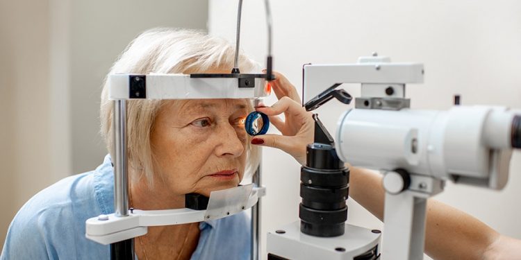 Senior woman during a medical eye examination