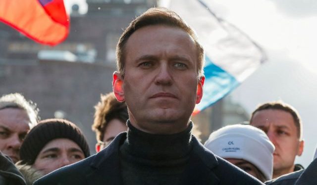 FILE PHOTO: Russian opposition politician Alexei Navalny takes part in a rally to mark the 5th anniversary of opposition politician Boris Nemtsov's murder and to protest against proposed amendments to the country's constitution, in Moscow