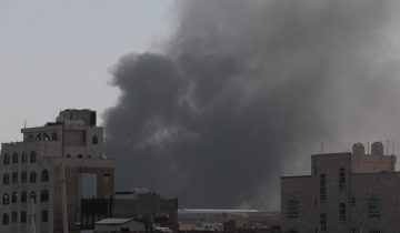 Smoke rises after Saudi-led airstrikes on an army base in Sanaa, Yemen, Sunday, Mar. 7, 2021. The Saudi-led coalition fighting Iran-backed rebels in Yemen said Sunday it launched a new air campaign on the war-torn country’s capital and on other provinces. The airstrikes come as retaliation for recent missile and drone attacks on Saudi Arabia that were claimed by the Iranian-backed rebels. (AP Photo/Hani Mohammed)