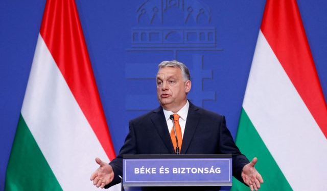 FILE PHOTO: Hungarian PM Orban speaks during news conference in Budapest
