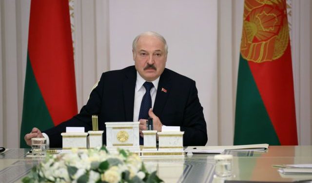 Belarusian President Alexander Lukashenko chairs a meeting in Minsk