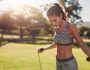 Horizontal,Shot,Of,Muscular,Woman,With,Skipping,Rope,Outdoors,In