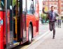 Businessman Running To Catch Bus Stop