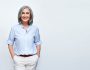 Smiling,Beautiful,Mature,Business,Woman,Standing,Isolated,On,White,Background.
