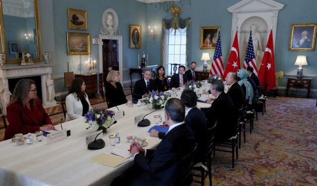 U.S. Secretary of State Antony Blinken and Turkey’s Foreign Minister Mevlut Cavusoglu meet at the State Department in Washington, U.S., January 18, 2023. REUTERS/Leah Millis/Pool