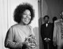 FILE - In this March 4, 1974 file photo, Roberta Flack holds the Grammy award for her record, "Killing Me Softly With His Song" as singer Isaac Hayes, right, looks on at the Grammy Awards in Los Angeles. A representative for Flack has announced that the legendary singer has ALS, commonly known as Lou Gehrig’s disease, and can no longer sing. (AP Photo/Harold Filan, File)