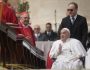 Pope Francis arrives at the end of the mass on Palm Sunday in St. Peter's Square at The Vatican, Sunday, April 13, 2025. (AP Photo/Gregorio Borgia)