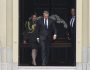 Dutch Prime Minister Dick Schoof leaves after handing in the resignation of Geert Wilder's PVV party ministers to King Willem-Alexander at royal palace Huis ten Bosch in The Hague, Netherlands, Tuesday, June 3, 2025. (AP Photo/Peter Dejong)